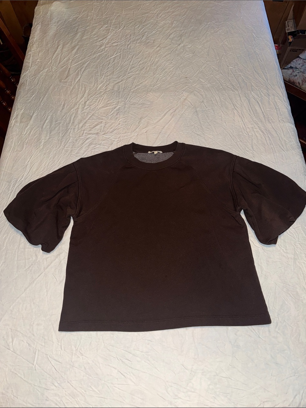 Madewell Puff Sleeve Sweatshirt Tee Cotton Blend Brown Size Medium
